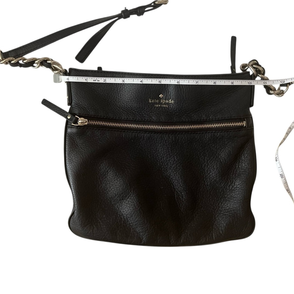 Kate Spade Womens Black Soft Pebble Leather Zip Crossbody Messenger Bag Handbag - Picture 5 of 14
